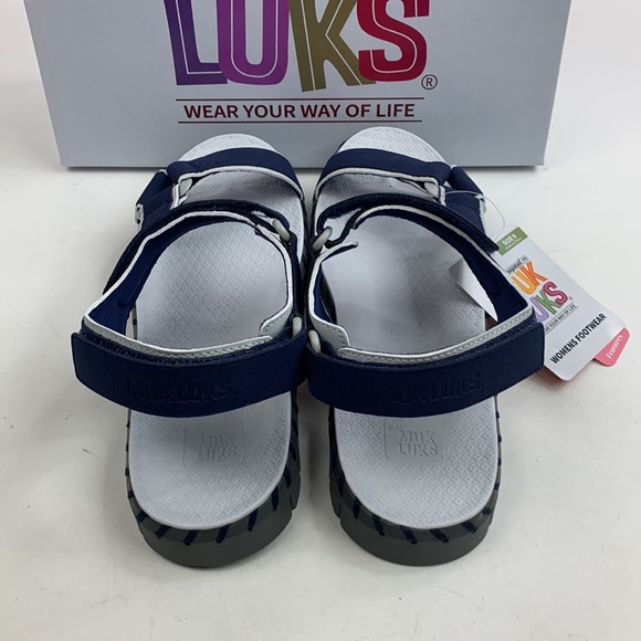 Muk Luks Azzurite Sandals Size 9 Navy blue Cushioned Non Skid Adjustable NEW NWT - Picture 4 of 15